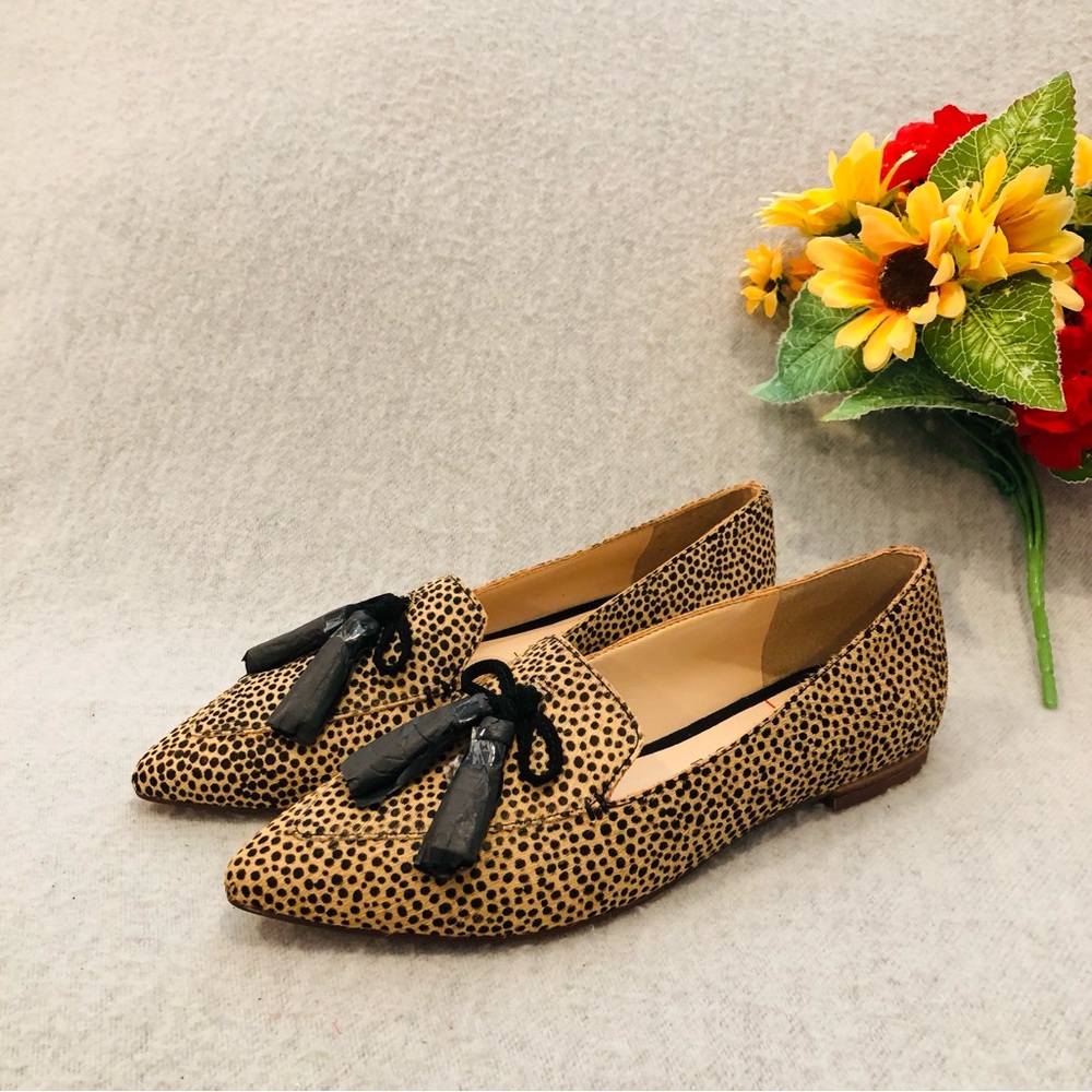 NWT - Sole Society Leopard-Print Loafer Flats with Front-Vamp Bow
